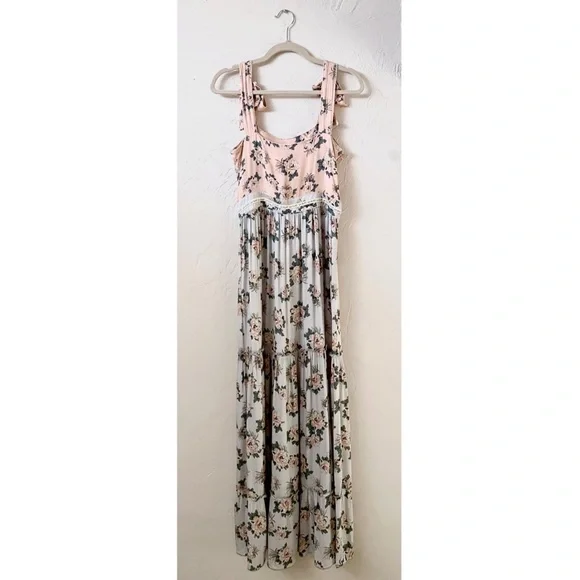 Agua Bendita Helina Zola Floral Maxi Sleeveless Tiered Empire Waist Floral Dress